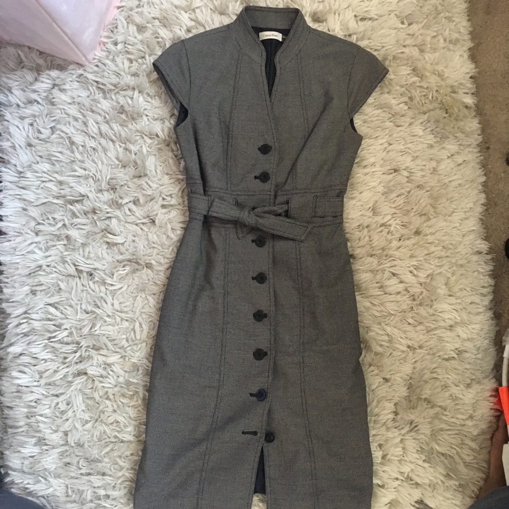 Calvin Klein Fitted Dress with Belt
